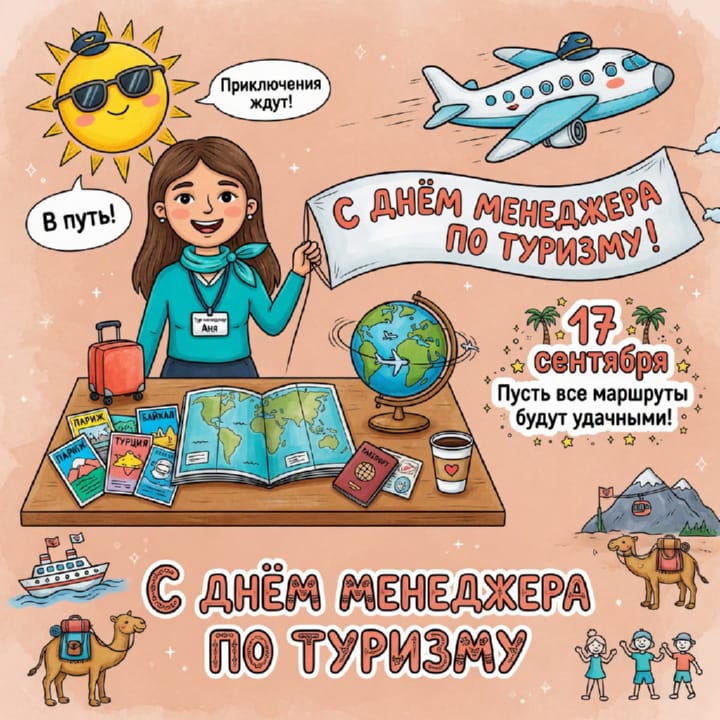 красивая открытка №53 с днем тур-менеджера (менеджера по туризму)