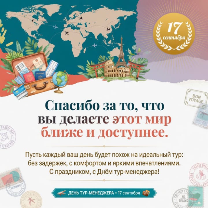 красивая открытка №56 с днем тур-менеджера (менеджера по туризму)