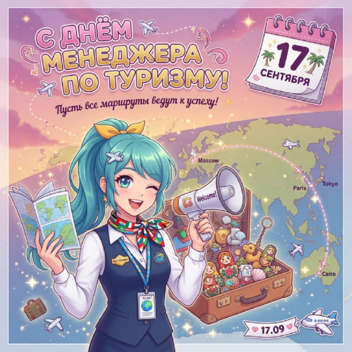 красивая открытка №6 с днем тур-менеджера (менеджера по туризму)
