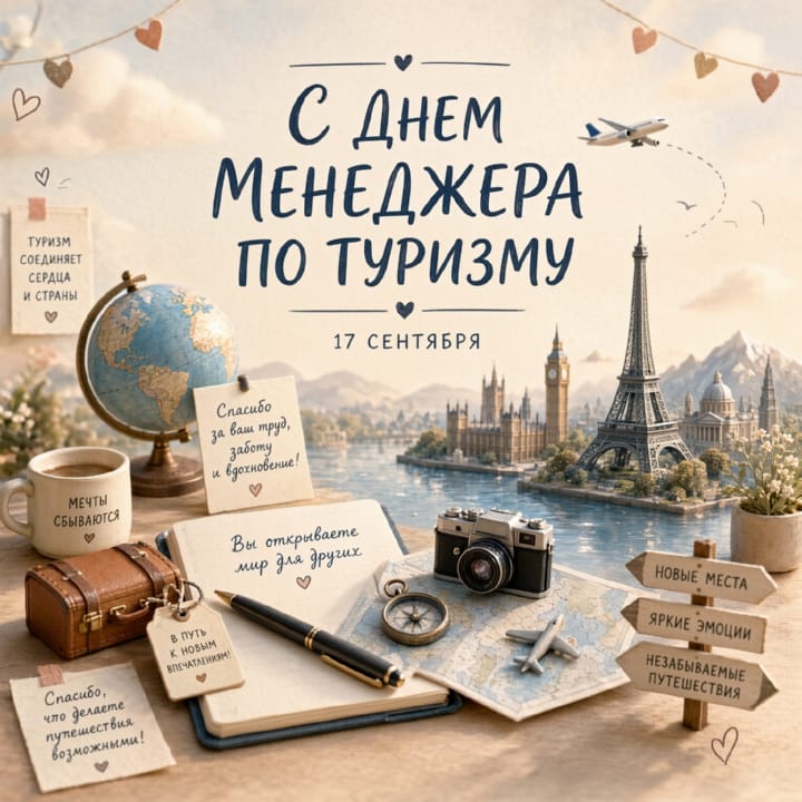 красивая открытка №60 с днем тур-менеджера (менеджера по туризму)