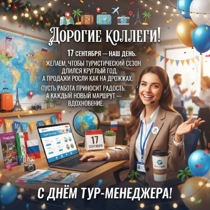красивая открытка №7 с днем тур-менеджера (менеджера по туризму)