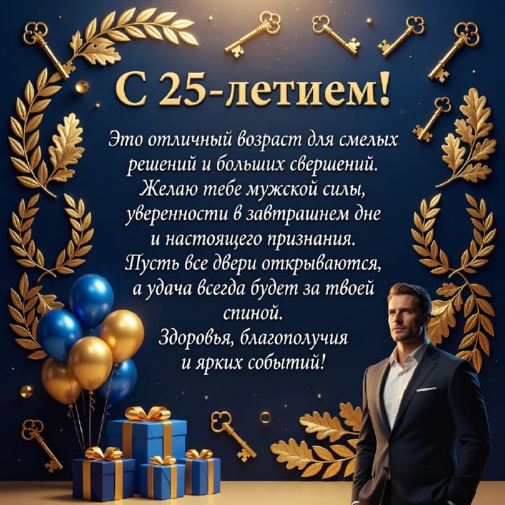 красивая открытка №1 на юбилей 25 лет