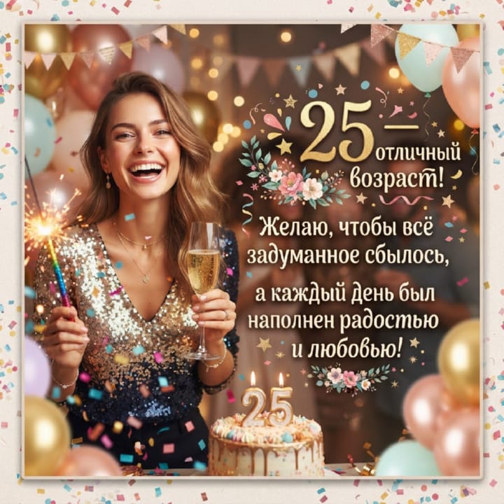 открытка на юбилей 25 лет красивая открытка №106 на юбилей 25 лет