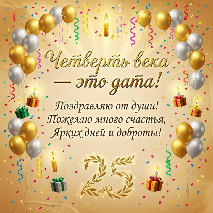 открытка на юбилей 25 лет красивая открытка №110 на юбилей 25 лет