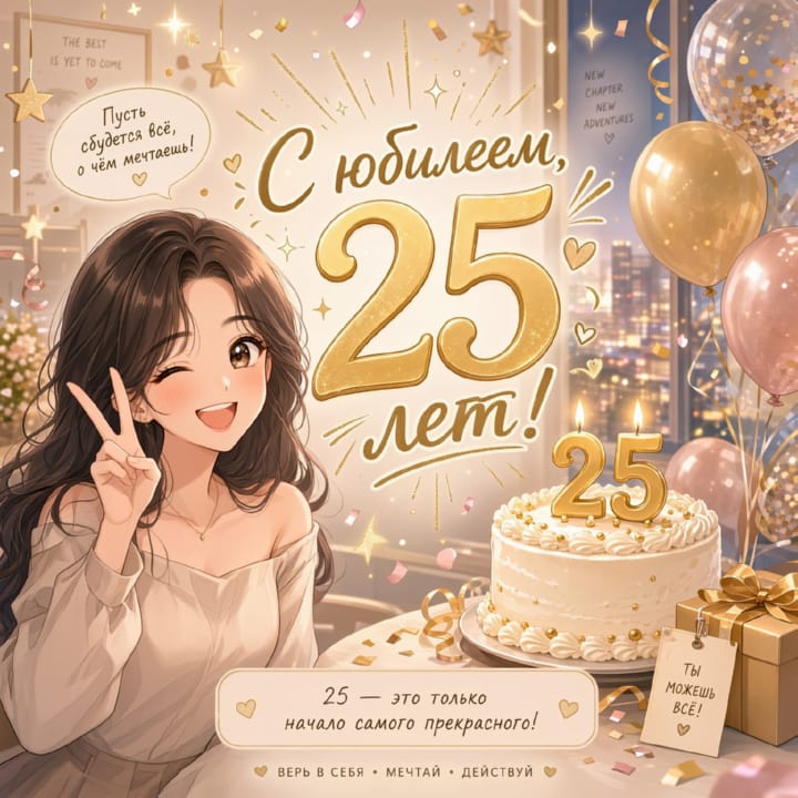 открытка на юбилей 25 лет красивая открытка №112 на юбилей 25 лет