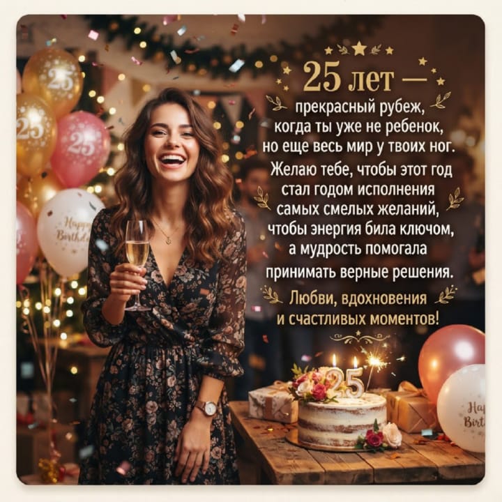 открытка на юбилей 25 лет красивая открытка №23 на юбилей 25 лет