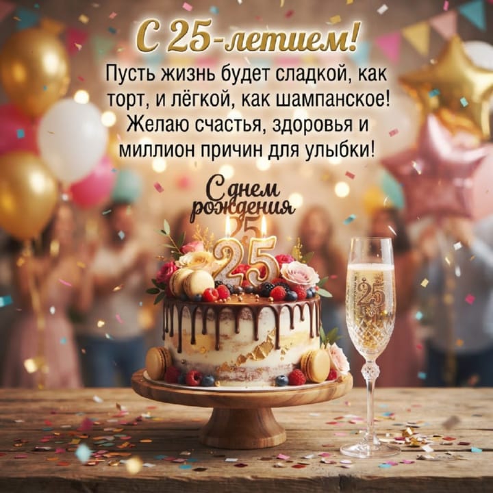 открытка на юбилей 25 лет красивая открытка №25 на юбилей 25 лет
