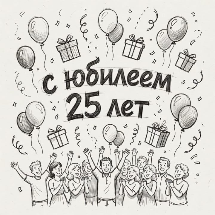 открытка на юбилей 25 лет красивая открытка №26 на юбилей 25 лет