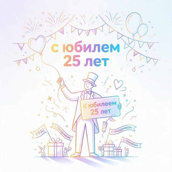 открытка на юбилей 25 лет красивая открытка №34 на юбилей 25 лет