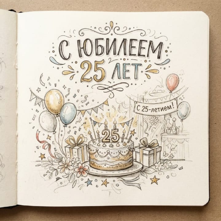 открытка на юбилей 25 лет красивая открытка №42 на юбилей 25 лет