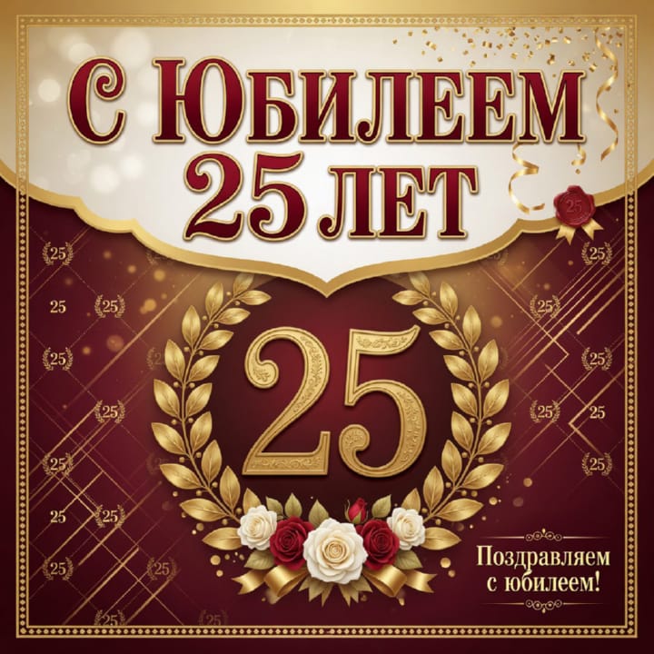 открытка на юбилей 25 лет красивая открытка №50 на юбилей 25 лет