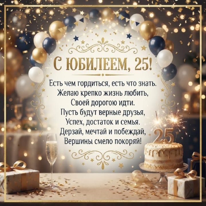 открытка на юбилей 25 лет красивая открытка №69 на юбилей 25 лет