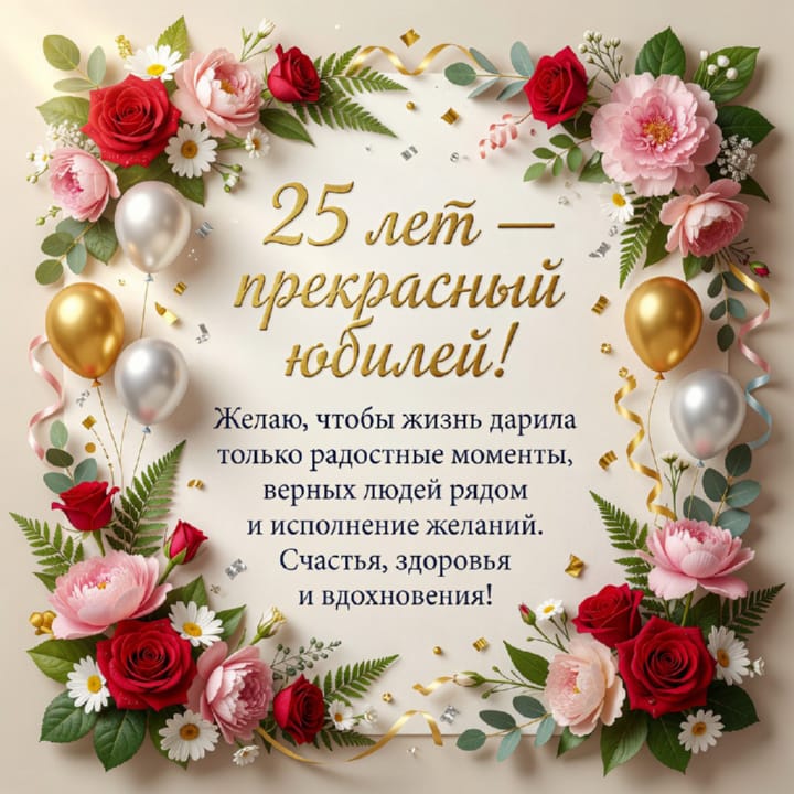 открытка на юбилей 25 лет красивая открытка №78 на юбилей 25 лет