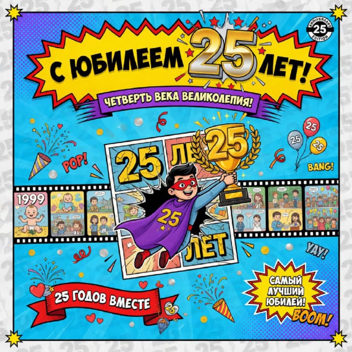 открытка на юбилей 25 лет красивая открытка №84 на юбилей 25 лет