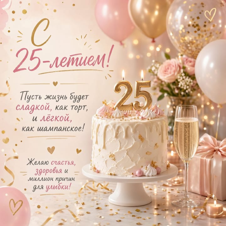 открытка на юбилей 25 лет красивая открытка №86 на юбилей 25 лет