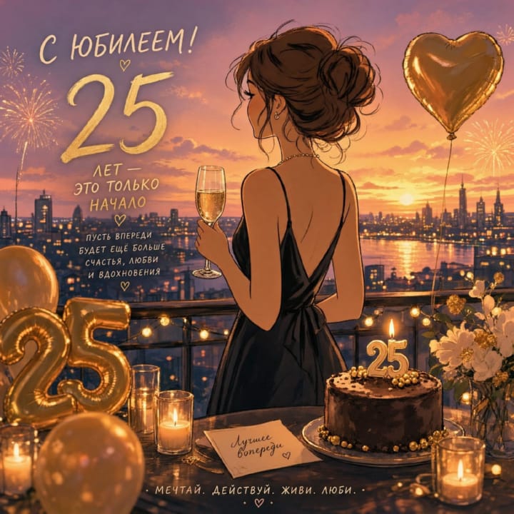 открытка на юбилей 25 лет красивая открытка №88 на юбилей 25 лет