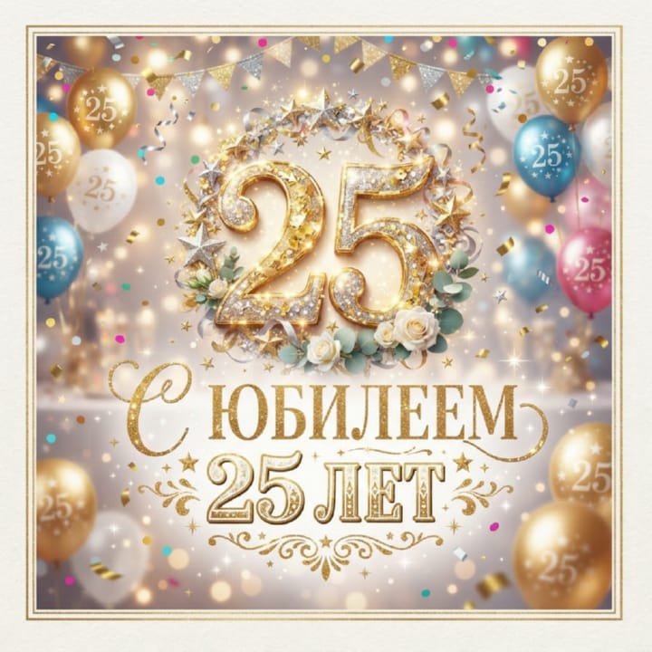 открытка на юбилей 25 лет красивая открытка №94 на юбилей 25 лет