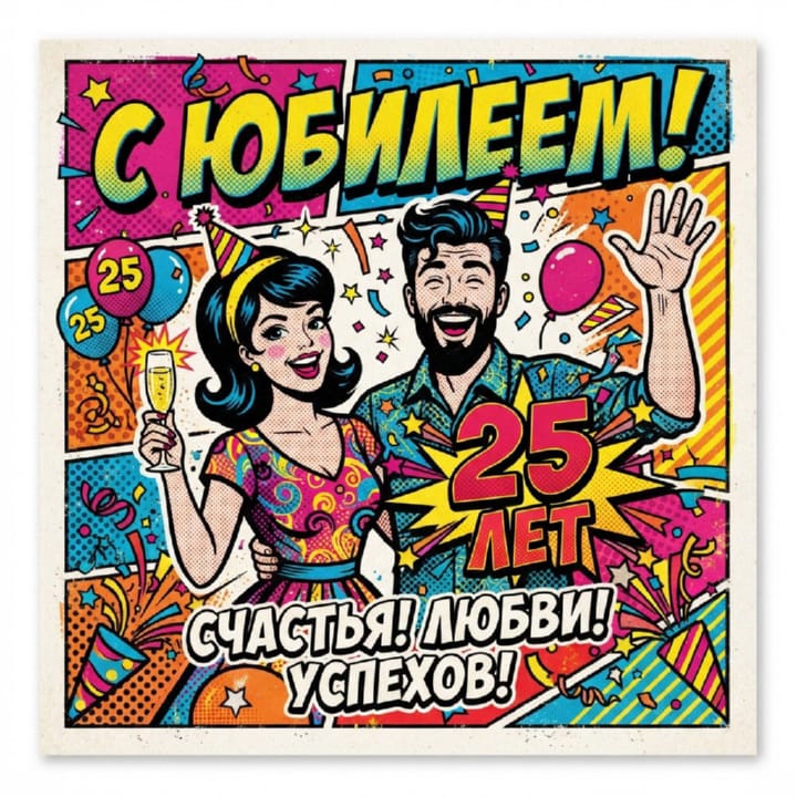 открытка на юбилей 25 лет красивая открытка №99 на юбилей 25 лет