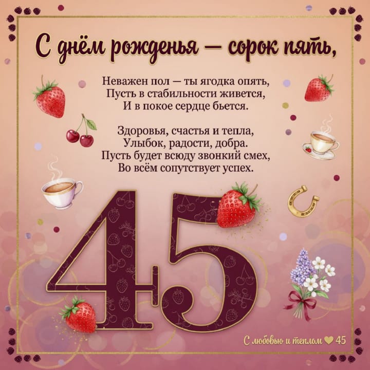 юбилей 45 лет, открытка №10