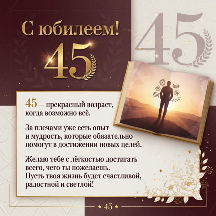 юбилей 45 лет, открытка №13