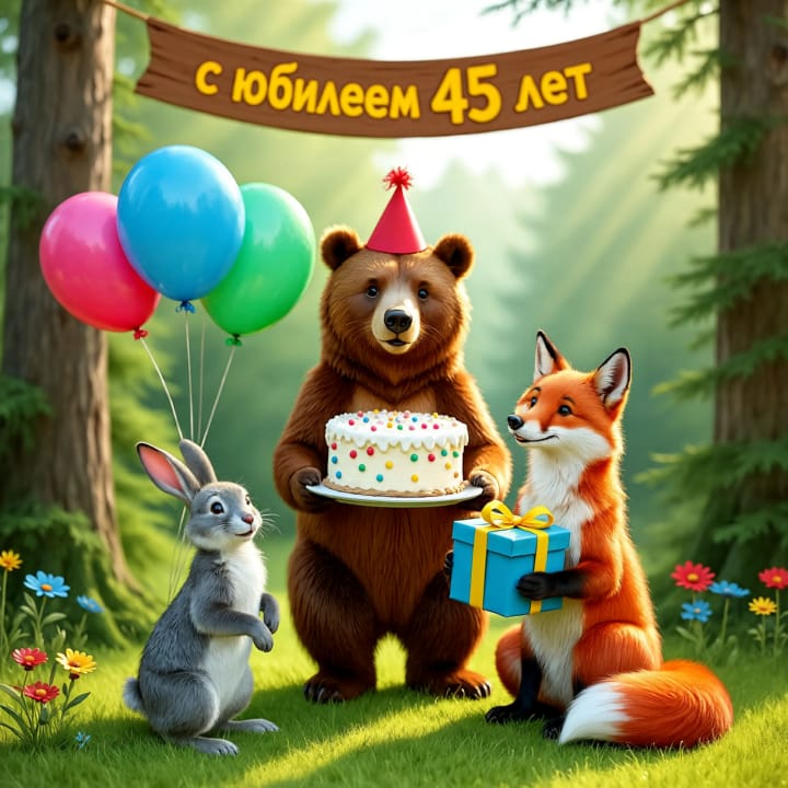 юбилей 45 лет, открытка №28