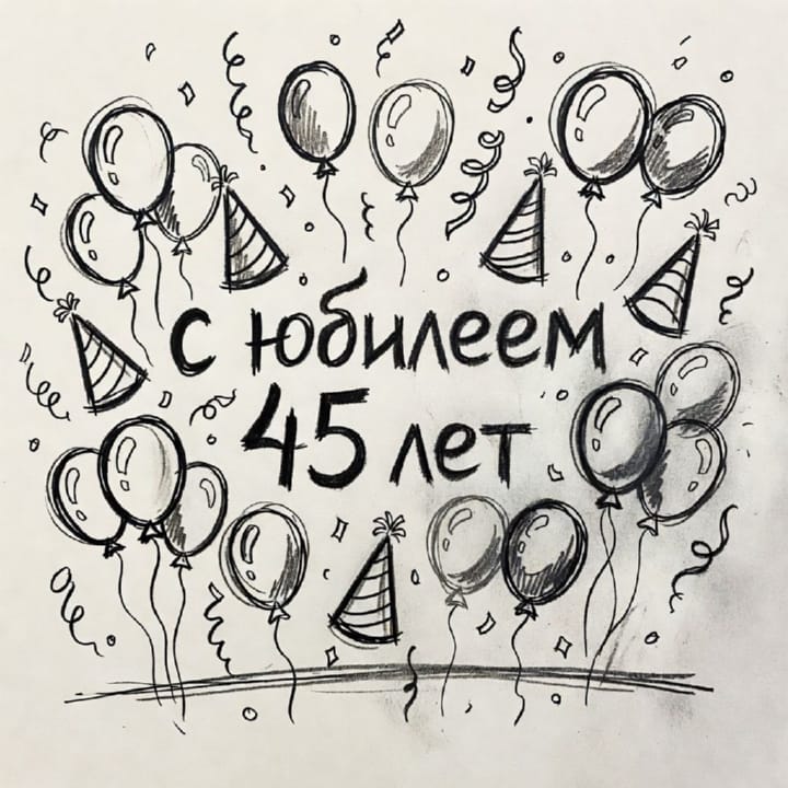 юбилей 45 лет, открытка №30