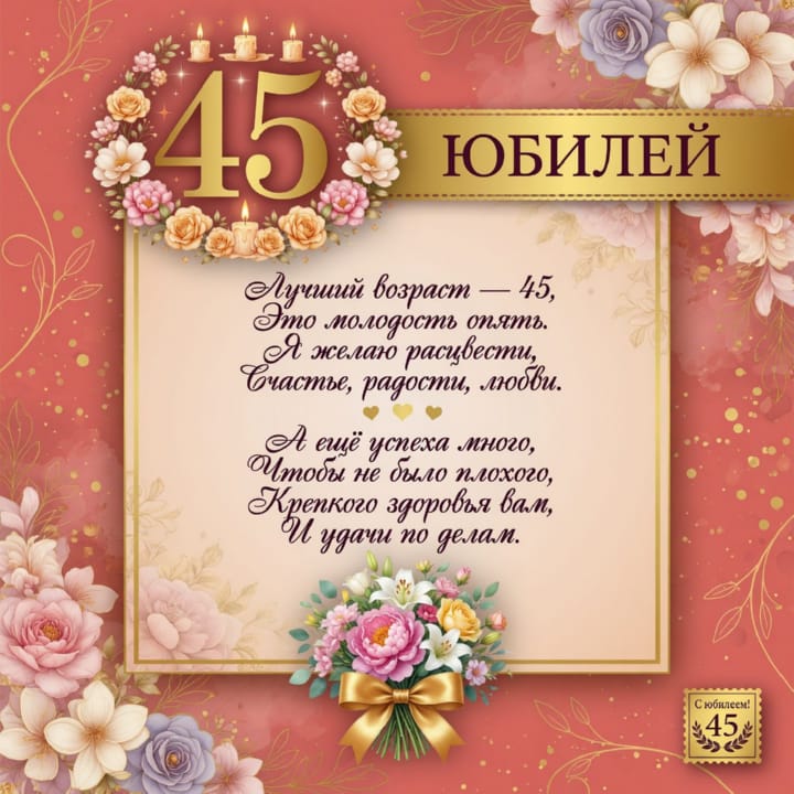 юбилей 45 лет, открытка №34