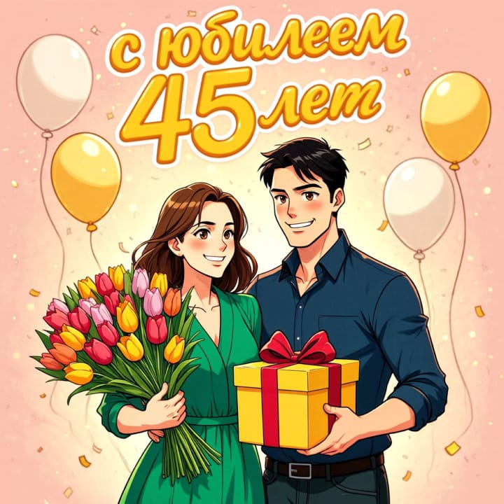 юбилей 45 лет, открытка №4