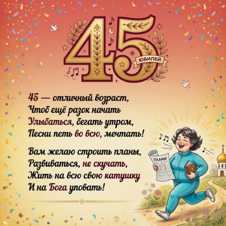 юбилей 45 лет, открытка №42