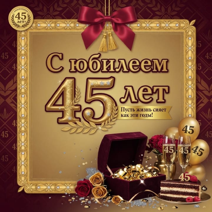юбилей 45 лет, открытка №45