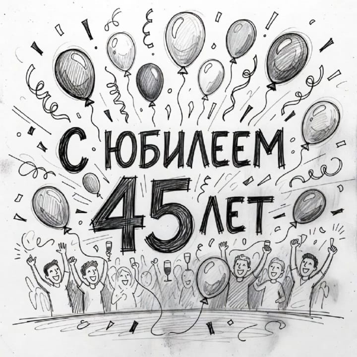 юбилей 45 лет, открытка №49