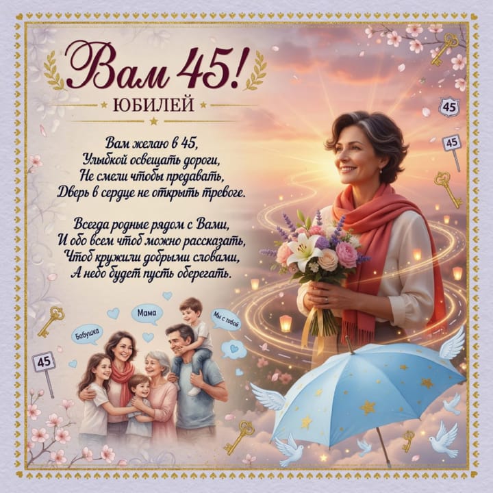 юбилей 45 лет, открытка №52