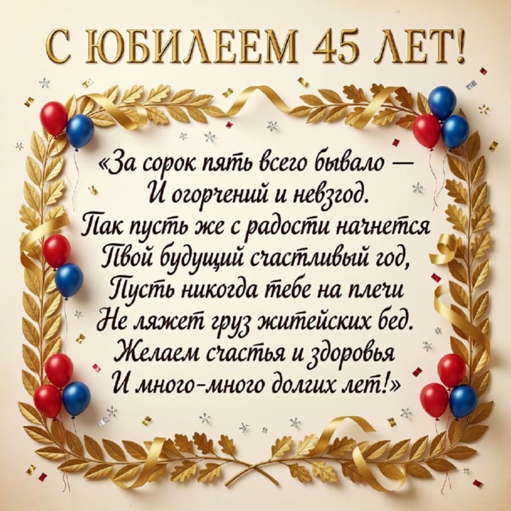 юбилей 45 лет, открытка №54