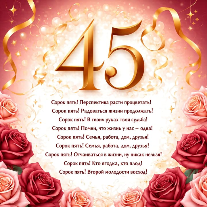 юбилей 45 лет, открытка №55