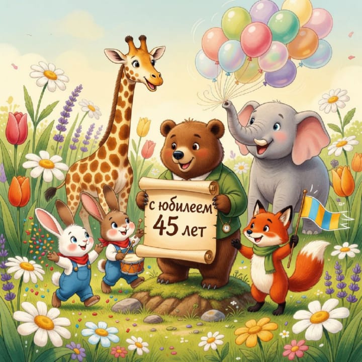 юбилей 45 лет, открытка №60