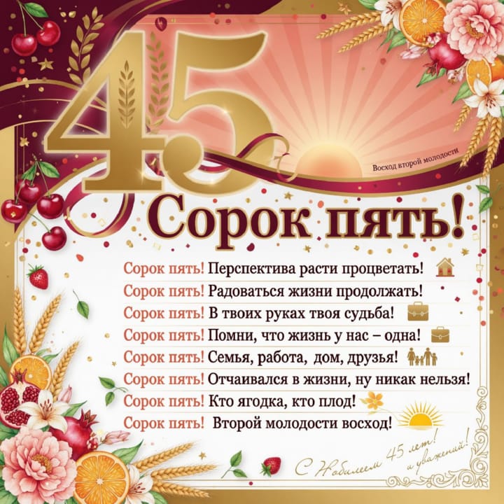 юбилей 45 лет, открытка №62