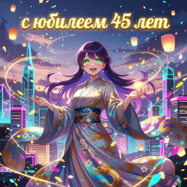 юбилей 45 лет, открытка №63