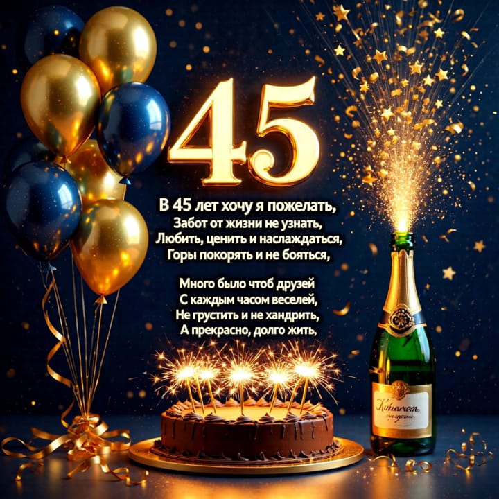 юбилей 45 лет, открытка №65