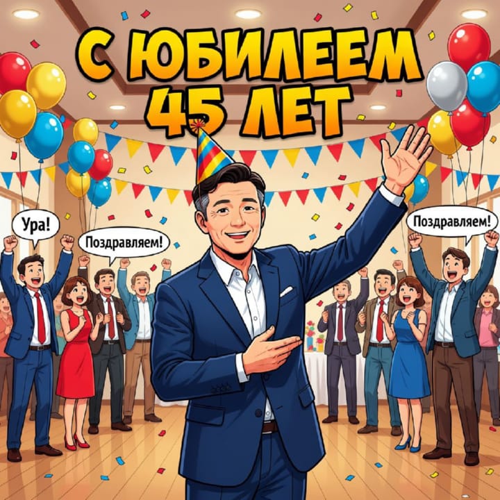 юбилей 45 лет, открытка №66