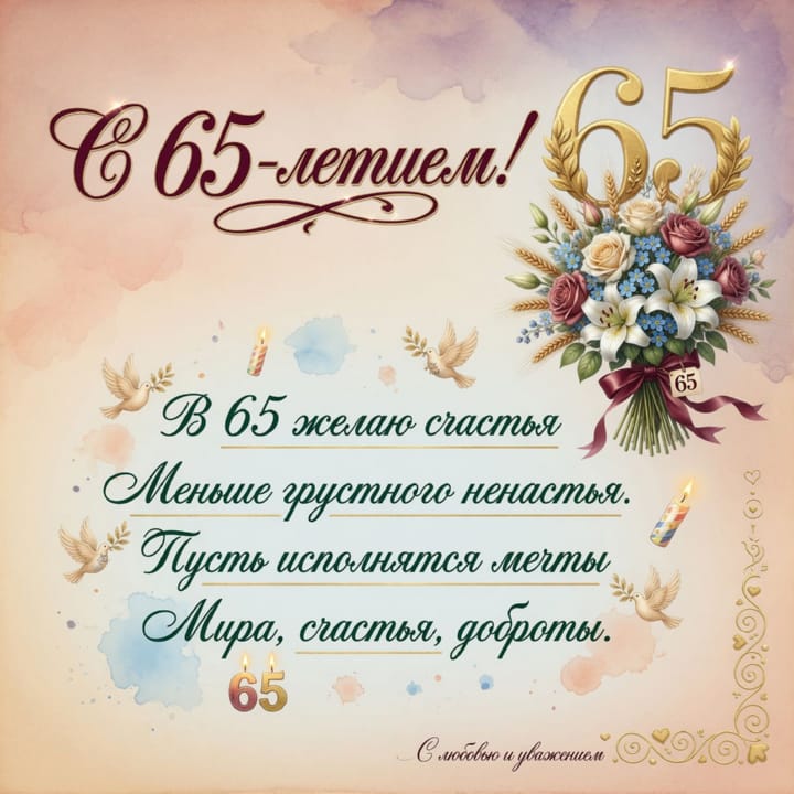 юбилей 65 лет, открытка №11