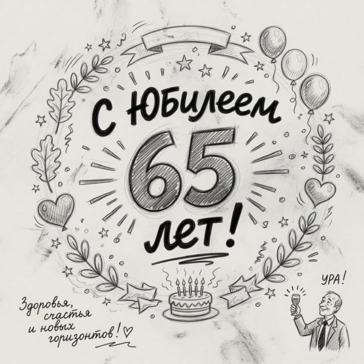юбилей 65 лет, открытка №15