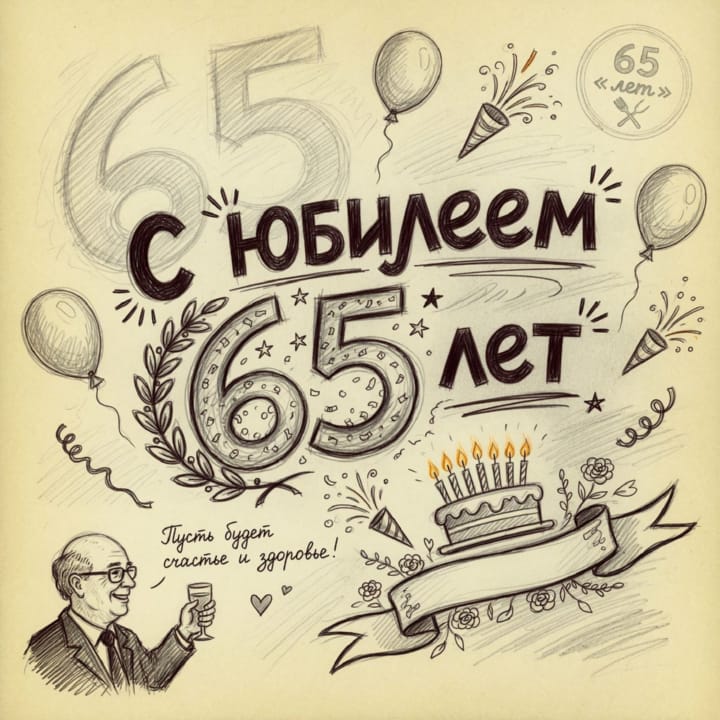 юбилей 65 лет, открытка №29