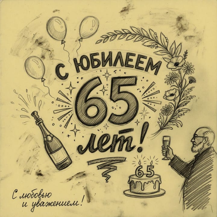 юбилей 65 лет, открытка №30