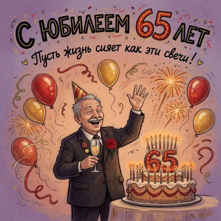 юбилей 65 лет, открытка №40