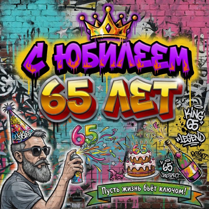 юбилей 65 лет, открытка №5