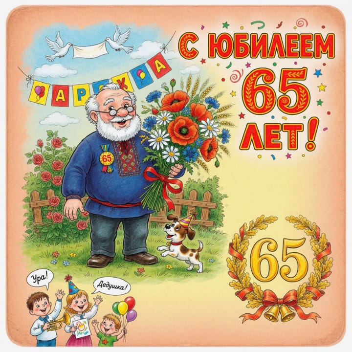 юбилей 65 лет, открытка №55